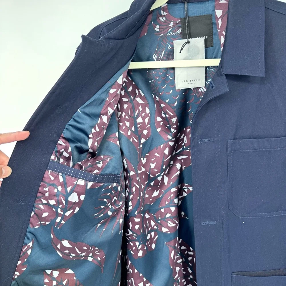 NWT Ted Baker Men’s Button Jacket Navy Blue Size 3 (Medium)